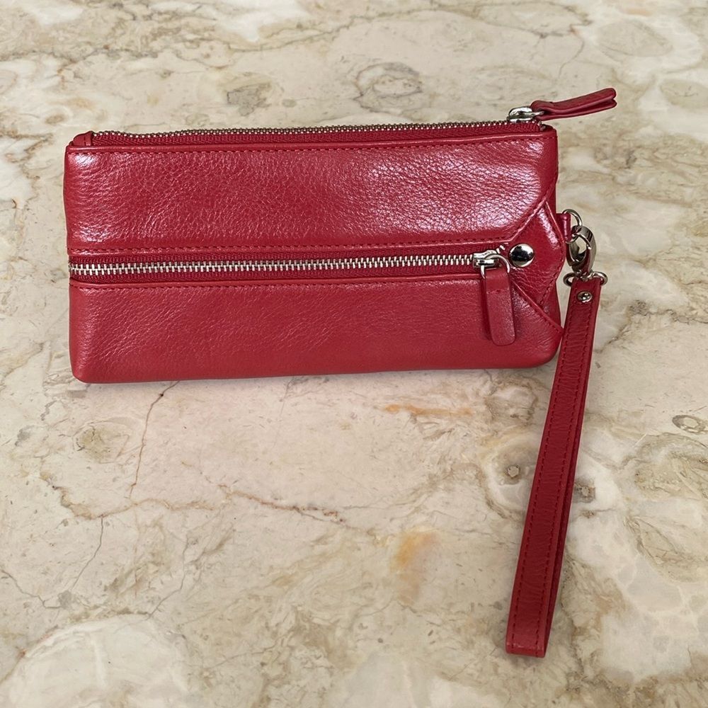 NWOT Danier Leather Wristlet Wallet Red